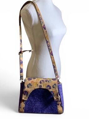 Handmade Purple Floral Genuine Portuguese Cork Crossbody Bag